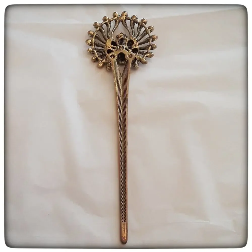 Peacock Hair Stick Bronze Gold Metal Accessory Bridgerton Decoration Jewelry